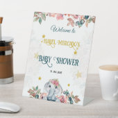 Floral Elephant  Baby Shower Welcome Sign. 台座サイン (インサイチュ)