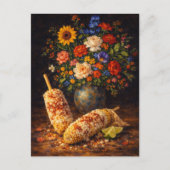 Floral Elote Still Life Art Postcard ポストカード (正面)