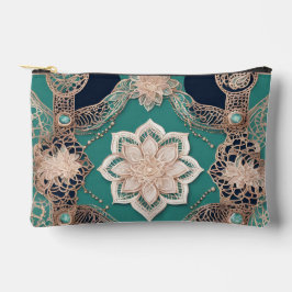 Floral emerald green AI art  アクセサリーポーチ