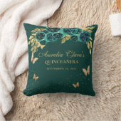 Floral Emerald Tiara Butterfly Quinceanera クッション (ブランケット)