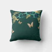 Floral Emerald Tiara Butterfly Quinceanera クッション (裏面)