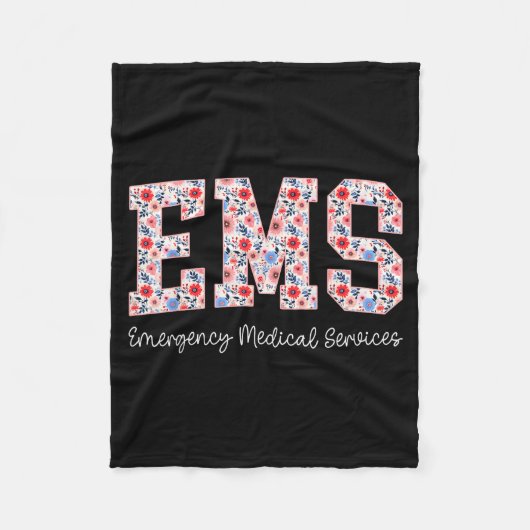 Floral Ems Emergency Medical Services Emt Wildflow フリースブランケット (正面)