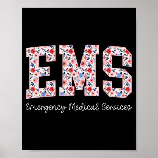 Floral Ems Emergency Medical Services Emt Wildflow ポスター (正面)
