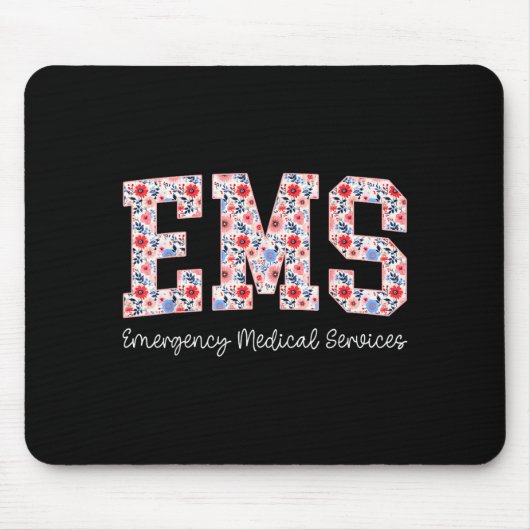 Floral Ems Emergency Medical Services Emt Wildflow マウスパッド (正面)