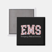 Floral Ems Emergency Medical Services Emt Wildflow マグネット (正面/裏面)