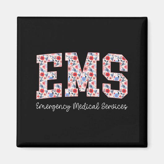 Floral Ems Emergency Medical Services Emt Wildflow マグネット (正面)