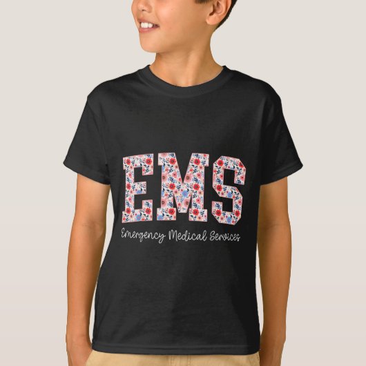 Floral Ems Emergency Medical Services Emt Wildflow Tシャツ (正面)