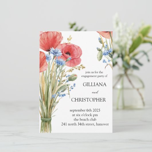 Floral Engagement Party Invitation 招待状 (スタンド正面)