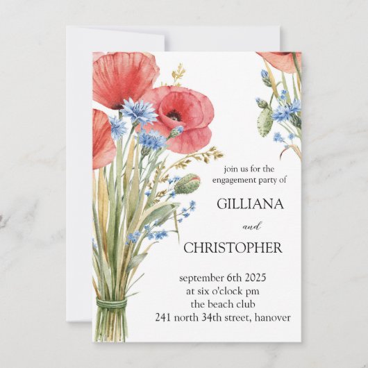 Floral Engagement Party Invitation 招待状 (正面)