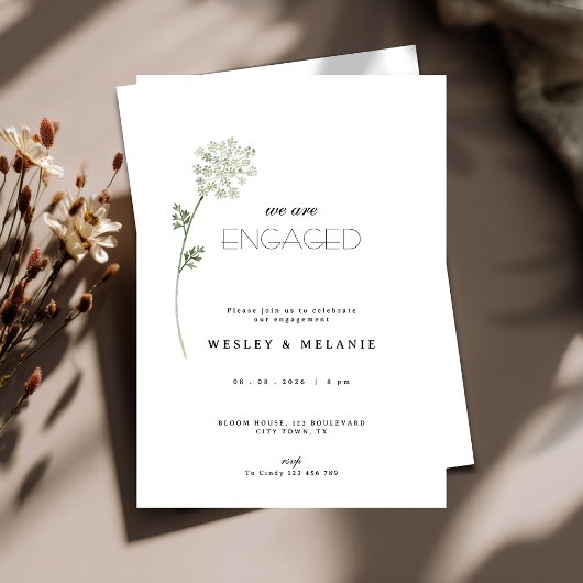 Floral Engagement Party Invitation - Minimalist 招待状