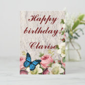 Floral Ephemera vibrant color paper art サンキューカード (スタンド正面)