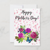 Floral Ephemera vibrant color pink art サンキューカード (正面)