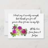 Floral Ephemera vibrant color pink art サンキューカード (裏面)