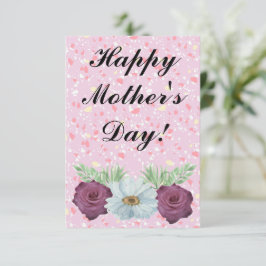 Floral Ephemera vibrant color pink art サンキューカード