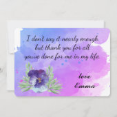 Floral Ephemera vibrant color pink art サンキューカード (裏面)