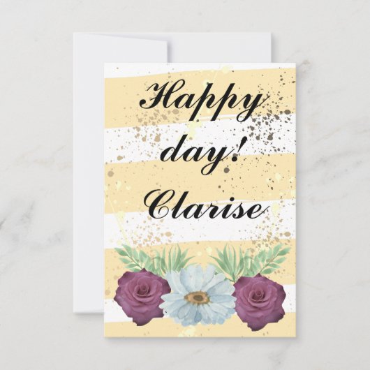 Floral Ephemera vibrant color pink art サンキューカード (正面)