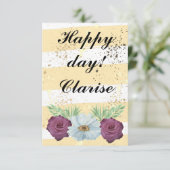 Floral Ephemera vibrant color pink art サンキューカード (スタンド正面)