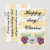 Floral Ephemera vibrant color pink art サンキューカード (正面/裏面)