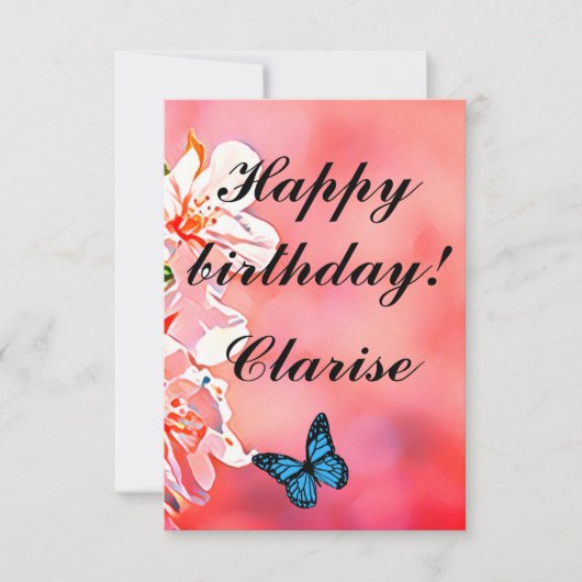 Floral Ephemera vibrant color pink art サンキューカード (正面)