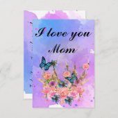 Floral Ephemera vibrant color pink art サンキューカード (正面/裏面)