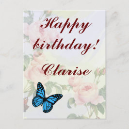 Floral Ephemera vibrant color pink art ポストカード