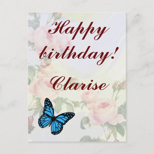 Floral Ephemera vibrant color pink art ポストカード (正面)