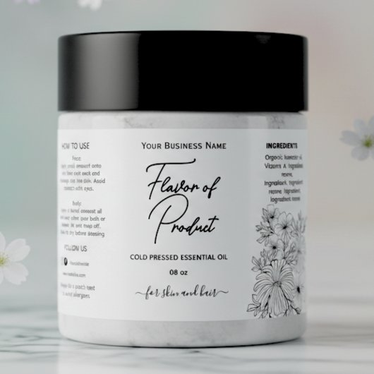 Floral Essential Oil Bottle Label ラベル