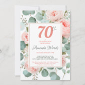 Floral eucalyptus and blush peonies 70th birthday 招待状 (正面)