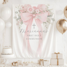 Floral Eucalyptus Bow First Holy Communion タペストリー