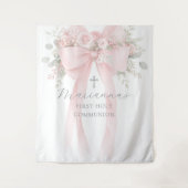  Floral Eucalyptus Bow First Holy Communion タペストリー (正面)
