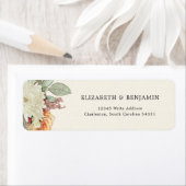Floral Eucalyptus Rose Wedding RSVP Return Address ラベル (インサイチュ)