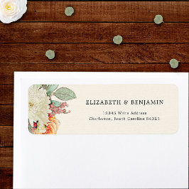 Floral Eucalyptus Rose Wedding RSVP Return Address ラベル