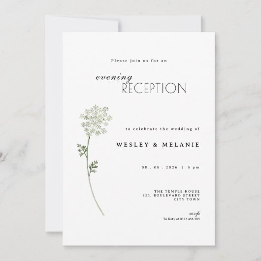 Floral Evening Reception Wedding Invitation 招待状 (正面)