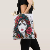 Floral Face – Boho Beauty Tote トートバッグ (クローズアップ)