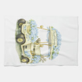 Floral Fairway Hydrangea Golf Cart White Tea Towel キッチンタオル (横)