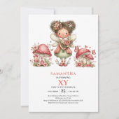 Floral Fairy 3rd Birthday Pastel Pink Invite Card 招待状 (正面)