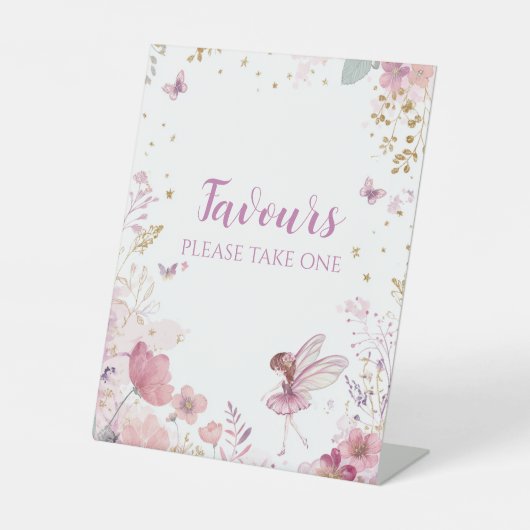 Floral Fairy First Birthday Party Favours  台座サイン (正面)