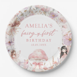 Floral Fairy First Birthday Party Paper Plates ペーパープレート