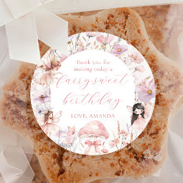 Floral Fairy First Birthday Party Sticker ラウンドシール