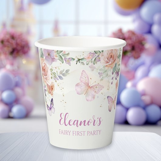 Floral Fairy First Birthday Personalised Paper Cup 紙コップ