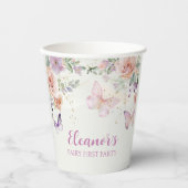 Floral Fairy First Birthday Personalised Paper Cup 紙コップ (正面)
