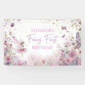 Floral Fairy First Birthday Personalised Party 横断幕 (横)