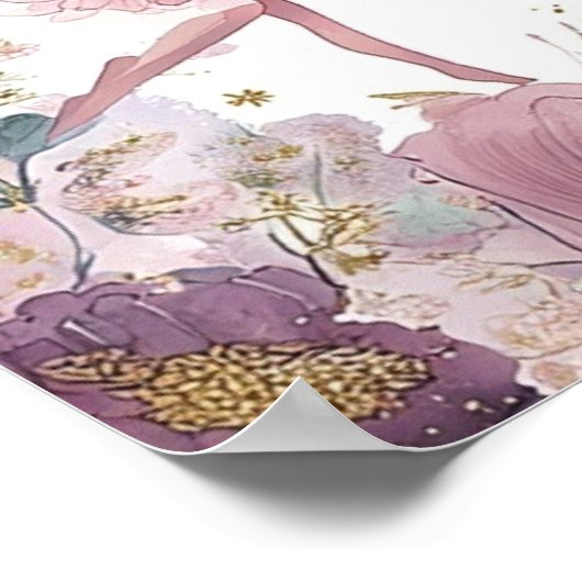 Floral Fairy First Birthday Personalised Welcome ポスター (角)