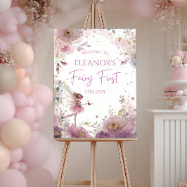 Floral Fairy First Birthday Personalised Welcome ポスター