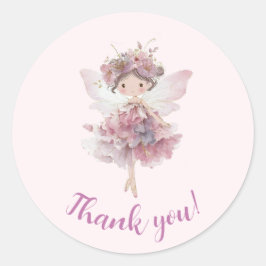 Floral Fairy First Party Thank You Sticker ラウンドシール