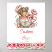 Floral Fairy Girl Blush Pastel Birthday Custom Sig ポスター (正面)