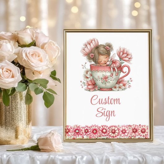 Floral Fairy Girl Blush Pastel Birthday Custom Sig ポスター