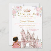 Floral Fairytale African American Girl Birthday 招待状 (正面)