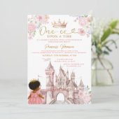 Floral Fairytale African American Girl Birthday 招待状 (スタンド正面)