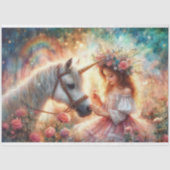 Floral Fairytale Girl and Unicorn Decoupage  薄葉紙 (正面)